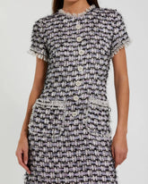 Black Multicolor Cap Sleeve Floral Button Detail Shift Dress